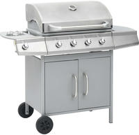 vidaXL Gasgrill 4+1 Flammen Silbern Edelstahl