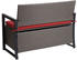Mendler Poly-Rattan 2er HWC-F39 Truhenbank grau-meliert Kissen rot (98454)