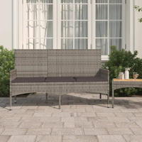 Gartenbank 3-sitzer Mit Kissen Grau Poly Rattan Vidaxl