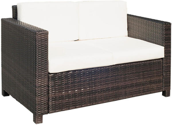HomCom Rattan Sofa mit Sitzkissen braun/weiß