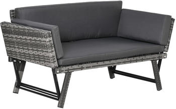 Outsunny Gartensofa mit klappbaren Armlehnen grau