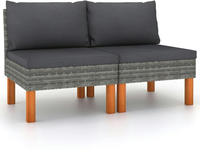 Mittelsofas 2 Stk. Poly Rattan Und Eukalyptus Massivholz - Vidaxl
