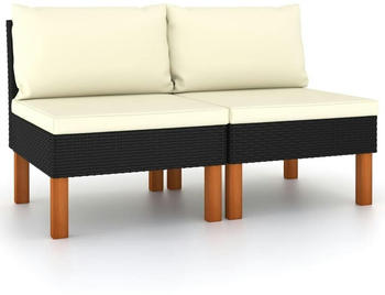 vidaXL Mittelsofas 2 Stk. Poly Rattan und Eukalyptus Massivholz (315765)