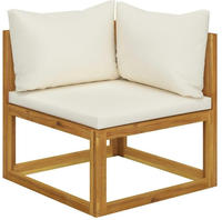 vidaXL Modular-Ecksofa mit Cremewei&szlig;en Kissen Akazie Massivholz