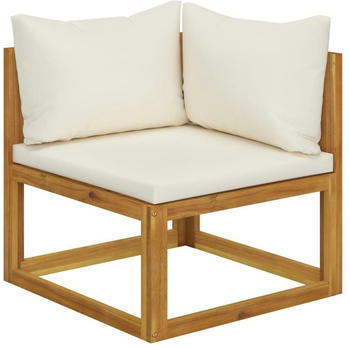 vidaXL Modular-Ecksofa mit Cremewei&szlig;en Kissen Akazie Massivholz (311861)