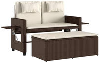 vidaXL Gartenbank Verstellbar mit Kissen Braun Poly Rattan