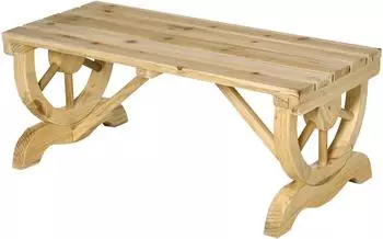 Outsunny Sitzbank im Wagenrad-Design naturholz