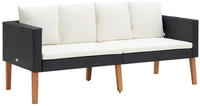 vidaXL 2-Sitzer-Gartensofa mit Auflagen Poly Rattan Schwarz
