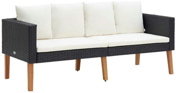 vidaXL 2-Sitzer-Gartensofa mit Auflagen Poly Rattan Schwarz (310216)