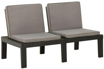 vidaXL Garten-Lounge-Bank mit Auflagen Kunststoff Grau (315849)