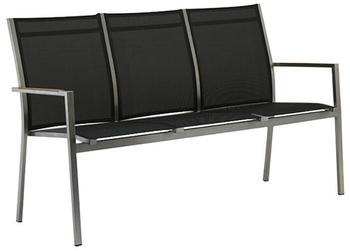 Zebra One 3-Sitzerbank 157cm Edelstahl/Textilene mit Teakarmlehnen dark platinum