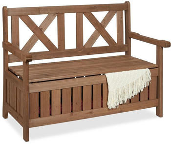 Relaxdays Gartenbank mit Stauraum dunkelbraun (10038654)
