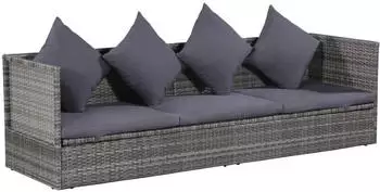 vidaXL 3er-Sitzer Gartenbett Poly Rattan 200×60 cm grau (43959) vidaXL 3er-Sitzer Gartenbett Poly Rattan 200×60 cm grau (43959)
