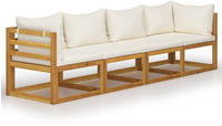 vidaXL 4-Sitzer-Gartensofa mit Auflagen Creme Akazie Massivholz