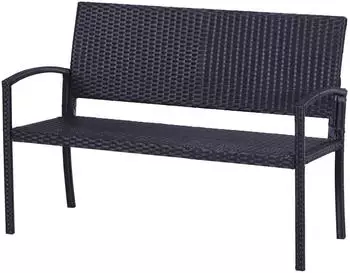 Outsunny Polyrattan Gartenbank schwarz