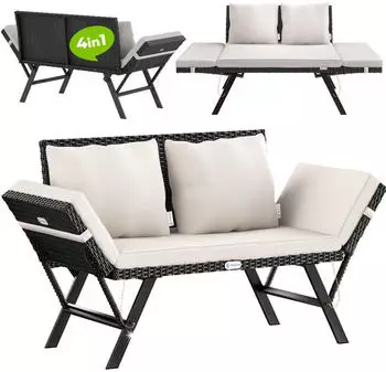 Casaria Polyrattan Gartenbank Schwarz