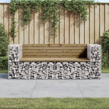 vidaXL Gartenbank aus Gabionen 184x71x65,5cm Kiefernholz Imprägniert (3196238)