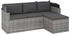 vidaXL 3-Sitzer-Gartensofa mit Dach und Fußhocker Poly Rattan grau (362335)