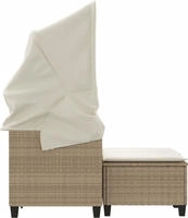 vidaXL Gartensofa 2-Sitzer mit Dach und Hockern Beige Poly Rattan