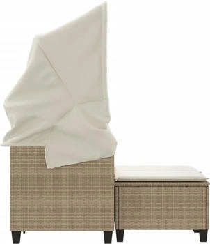 vidaXL Gartensofa 2-Sitzer mit Dach und Hockern beige (365784)