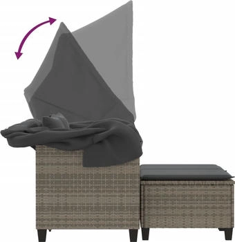 vidaXL Gartensofa 2-Sitzer mit Dach und Hockern grau (365783)