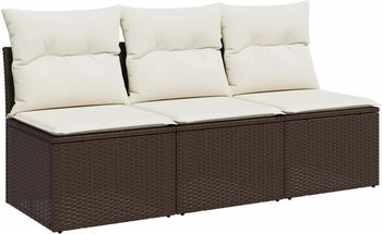 vidaXL Gartensofa mit Kissen 3-Sitzer Poly Rattan braun (366219)