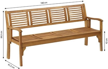 Dehner Klappbank Douglas 4-Sitzer 180 x 61.5 x 89.5 cm natur (4069431)
