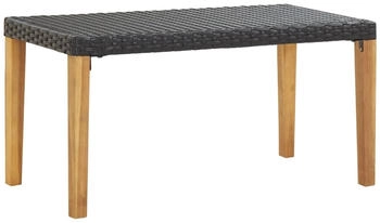 furnicato Gartenbank 120 cm Schwarz Poly Rattan und Massivholz Akazie