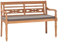 vidaXL Batavia-Bank mit Dunkelgrauem Kissen 120 cm Teak Massivholz