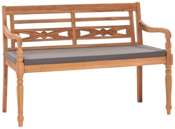 vidaXL Batavia-Bank mit DunkelGrauem Kissen 120 cm Teak Massivholz