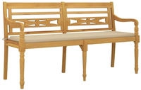 Vidaxl - Batavia-bank Mit Beigem Kissen 150 Cm Massivholz Teak