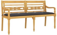 Vidaxl - Batavia-bank Mit Anthrazit Kissen 150 Cm Massivholz Teak