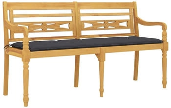 vidaXL Batavia-Bank mit Anthrazit Kissen 150 cm Massivholz Teak
