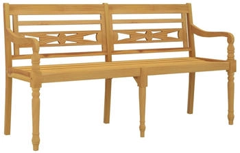 vidaXL Batavia-Bank 150 cm Massivholz Teak mit Creme Kissen
