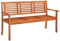 vidaXL 3-Sitzer-Gartenbank mit Auflage 150 cm Massivholz Eukalyptus