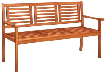 vidaXL 3-Sitzer-Gartenbank mit Auflage 150 cm Massivholz Eukalyptus Taupe
