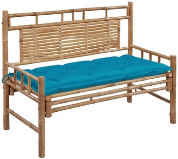 vidaXL Gartenbank mit Auflage 120 cm Bambus Hellblau