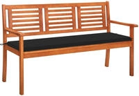 vidaXL 3-Sitzer-Gartenbank mit Auflage 150 cm Massivholz Eukalyptus