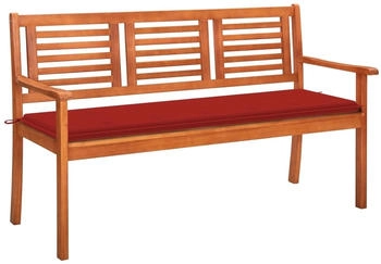 vidaXL 3-Sitzer-Gartenbank mit Auflage 150 cm Massivholz Eukalyptus Rot