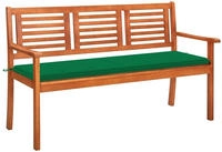 vidaXL 3-Sitzer-Gartenbank mit Auflage 150 cm Massivholz Eukalyptus