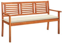 vidaXL 3-Sitzer-Gartenbank mit Auflage 150 cm Massivholz Eukalyptus