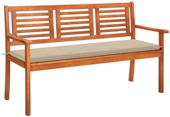 vidaXL 3-Sitzer-Gartenbank mit Auflage 150 cm Massivholz Eukalyptus Beige