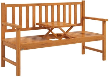 Outsunny Gartenbank mit Ausklappbarem Tisch Rustikales Design