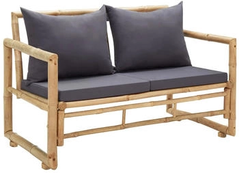 furnicato Gartenbank mit Kissen 115 cm Bambus