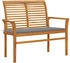 vidaXL Gartenbank mit Grauer Auflage Massivholz Teak 112 cm