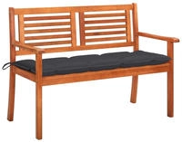vidaXL 2-Sitzer-Gartenbank mit Auflage 120 cm Massivholz Eukalyptus