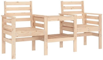vidaXL Gartenbank mit Tisch 2-Sitzer Massivholz Kiefer