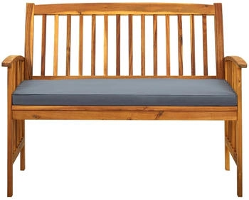 vidaXL Gartenbank mit Kissen 119 cm Massivholz Akazie Dunkelgrau