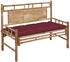 vidaXL Gartenbank mit Auflage Bambus Weinrot 120 cm