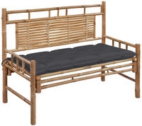 vidaXL Gartenbank mit Auflage 120 cm Bambus